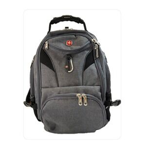 SwissGear ScanSmart Laptop Backpack Gray Travel Business School Bag Heathered